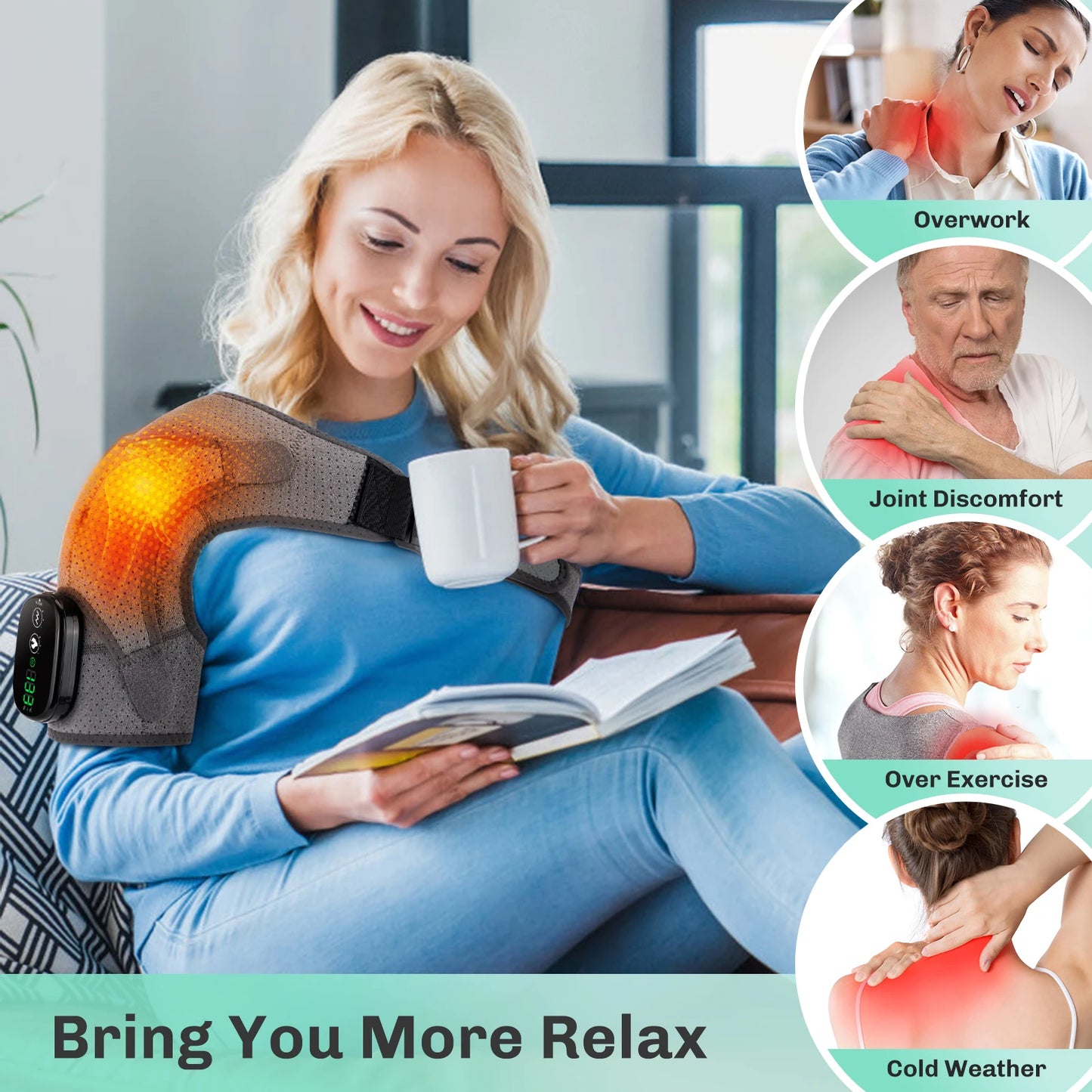 3 Levels Heating and Vibration Shoulder Rehabilitation Supplies Dislocated Shoulder Physical Therapy Brace Fatigue Relief