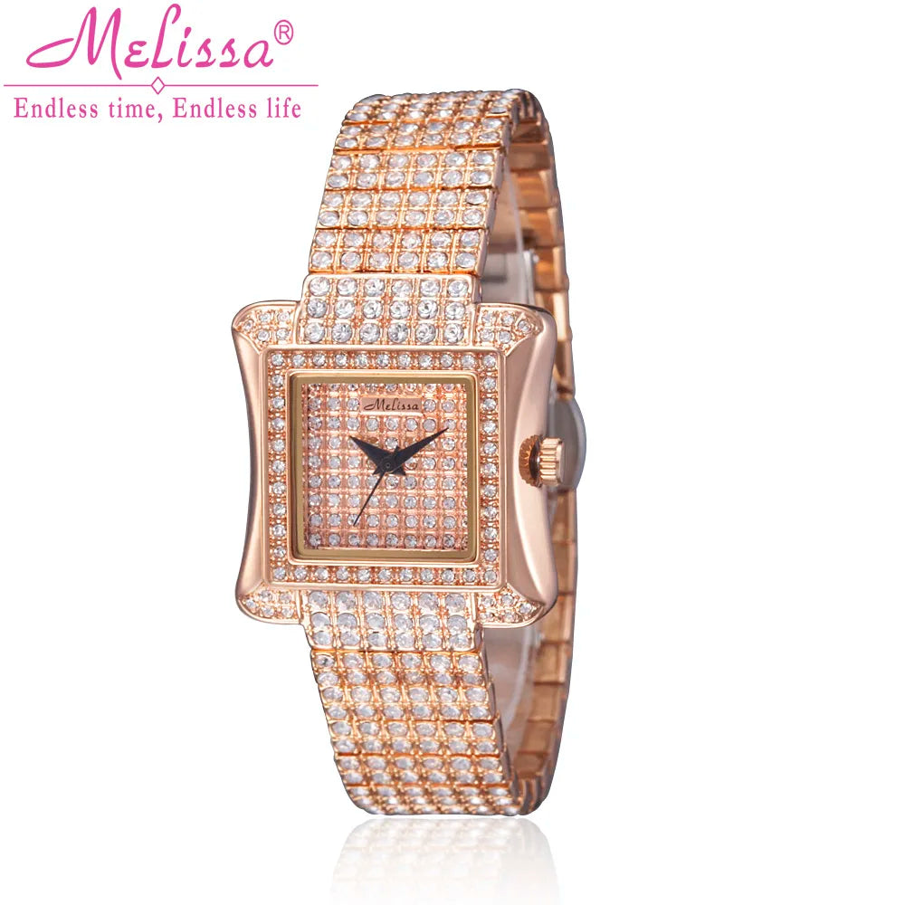 SALE!!! Discount Melissa Ceramic Crystal Rotating Rose Camellia Flower Women's Watch Fashion Luxury Girl Birthday Gift