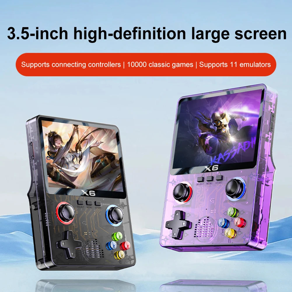 X6 Portable Video Game Console 2000mAh 3.5 Inch IPS Screen Handheld Game Player 8000 Games Built in 11 Emulators for Adults Kids