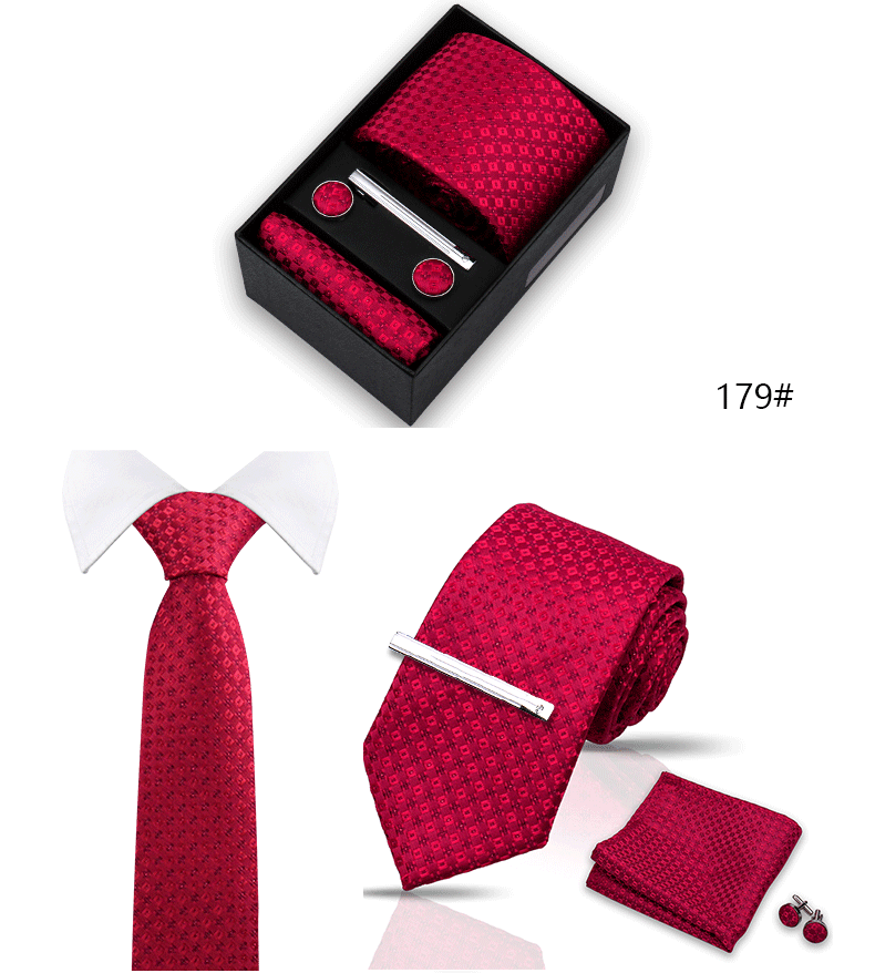 Tie Set For Men Silk Necktie Wedding Cufflinks Box Gift Tie Clip Men Pocket Square Necktie Luxury Business Gravatas