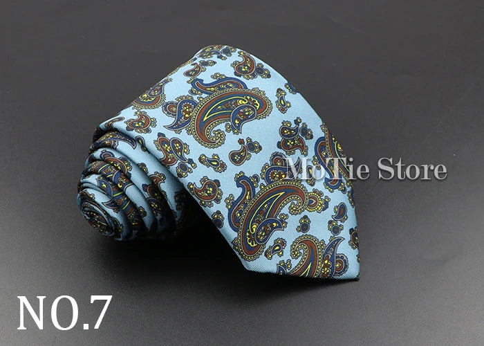 Men's Fashion Silk Tie 7.5cm Soft Novelty Necktie Blue Green Orange Color Ties For Men Dot Floral Bowtie Wedding Business Gift