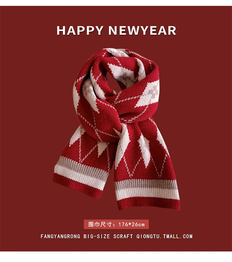 Ankela Red Scarf, Red Christmas Scarf, Winter Hot, 2024 New Style, Imitation Cashmere, Winter Warmth