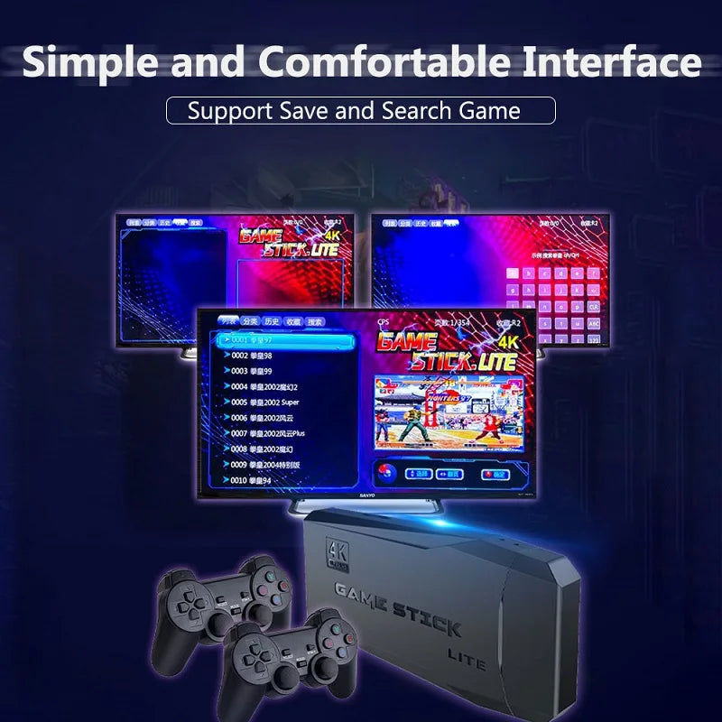 Wireless Game Console M8 Retro Stick with 9 Emulators 20000+ Games 4K HD 2.4G Controllers Plug and Play Video Games for TV