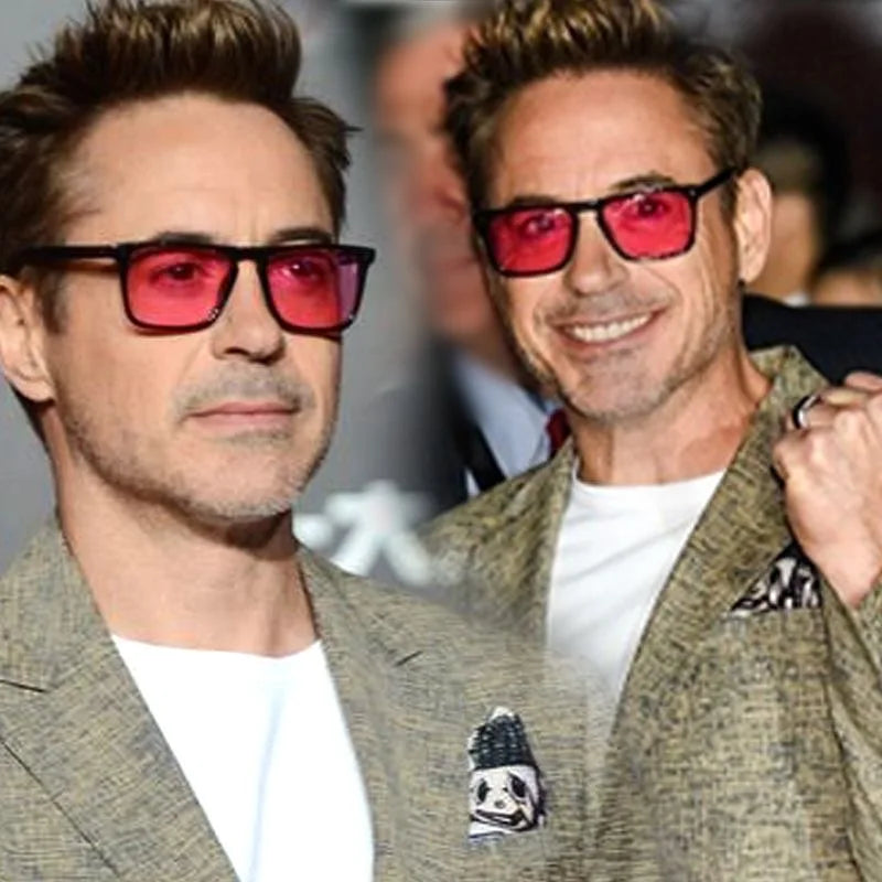 Rectangle Tony Stark Sunglasses Men Blue Lens Brand Designer Fashion Iron Man Glasses Vintage Oculos De Sol Masculino