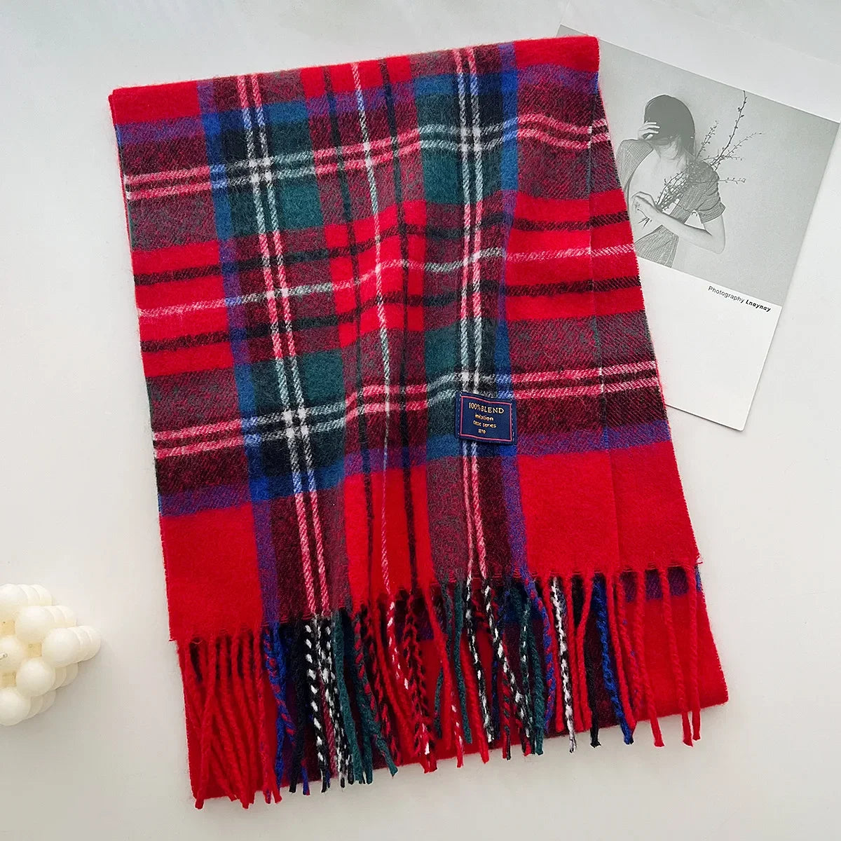 Chic Design Soft Warm Women Scarf Autumn Winter Classic British Imitation Cashmere Muffler Men Plaid Thermal Tassel Shawl Couple