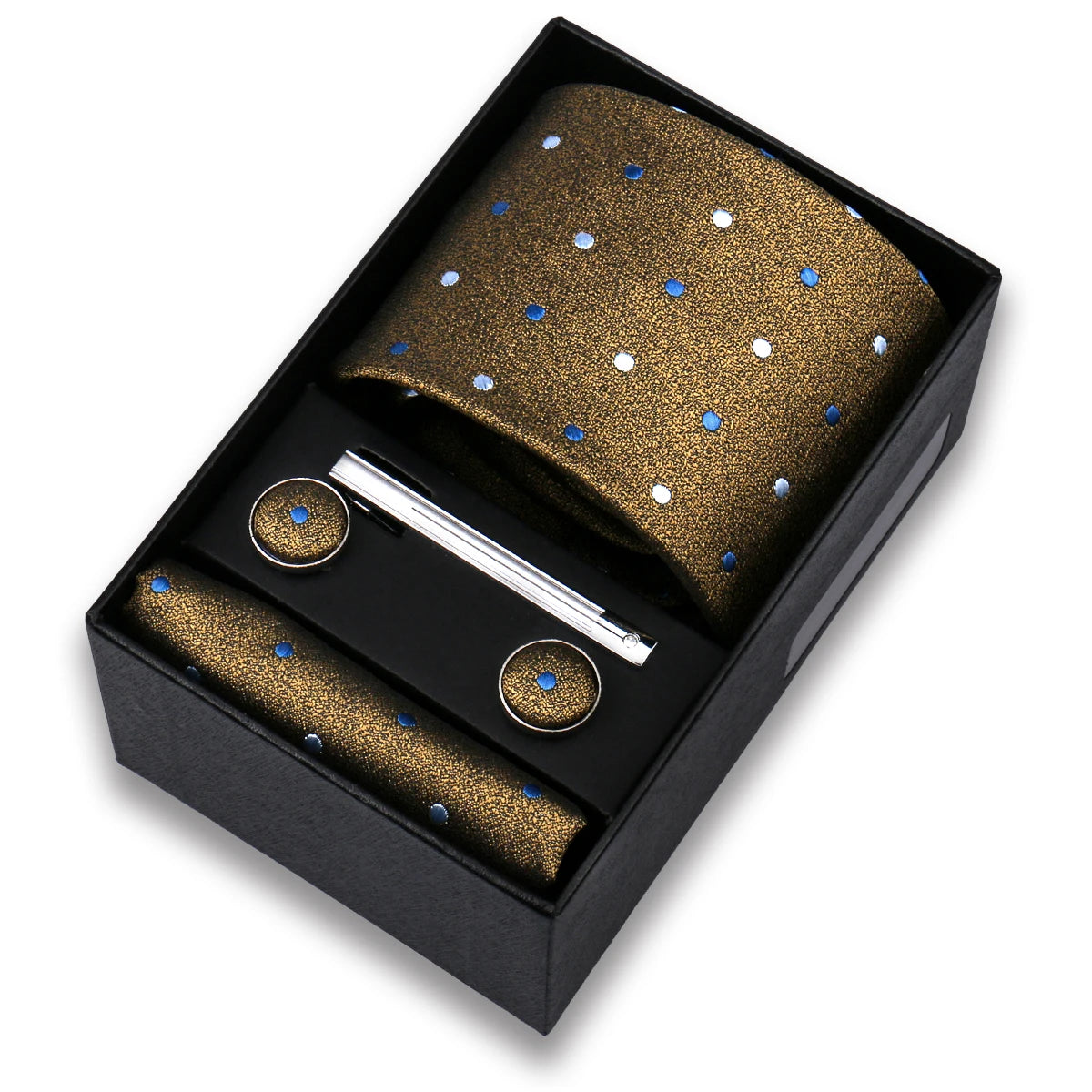 Tie Set For Men Silk Necktie Wedding Cufflinks Box Gift Tie Clip Men Pocket Square Necktie Luxury Business Gravatas