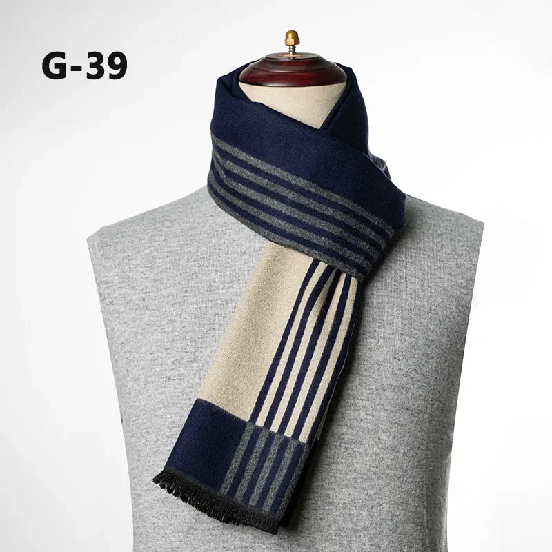 Luxury Brand Winter Plaid Cashmere Men Scarf Warm Checked Pashmina Neck Scarfs Male Business Scarves Christmas Muffler for Men