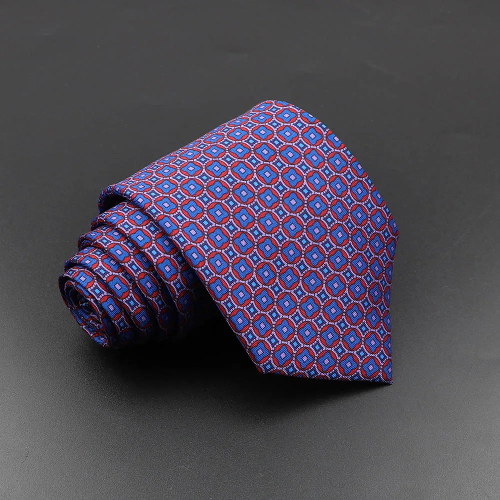 Men's Fashion Silk Tie 7.5cm Soft Novelty Necktie Blue Green Orange Color Ties For Men Dot Floral Bowtie Wedding Business Gift