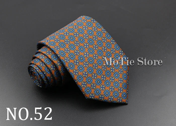 Men's Fashion Silk Tie 7.5cm Soft Novelty Necktie Blue Green Orange Color Ties For Men Dot Floral Bowtie Wedding Business Gift