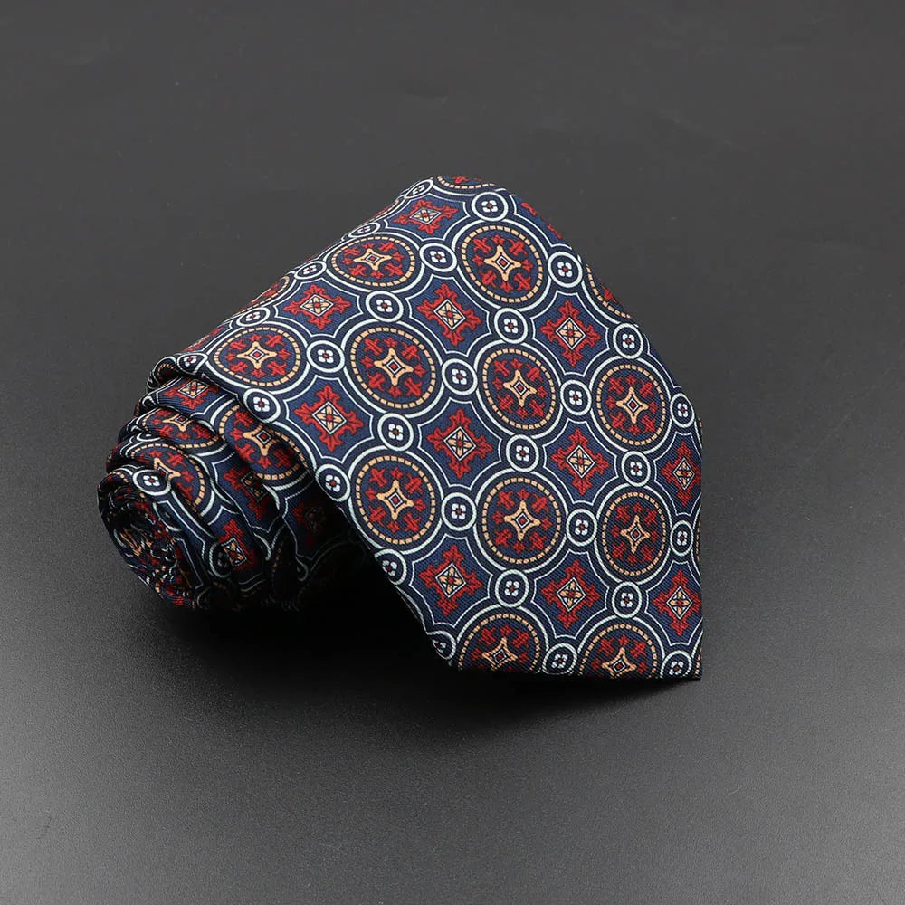 Men's Fashion Silk Tie 7.5cm Soft Novelty Necktie Blue Green Orange Color Ties For Men Dot Floral Bowtie Wedding Business Gift