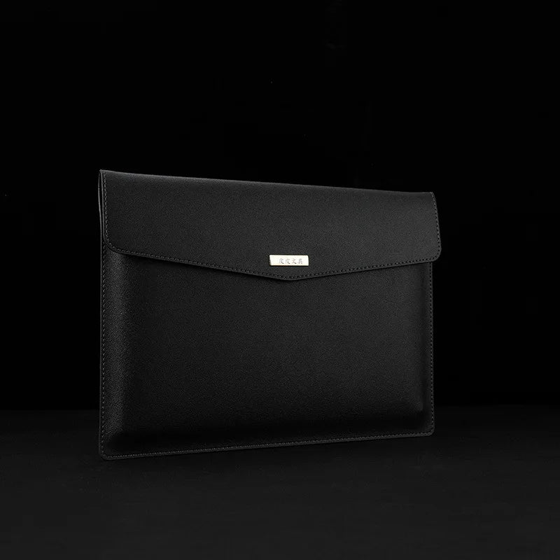 Leather File Folder Large Capacity Document Bag Business Briefcase Magnetic Button Waterproof Laptop Cases Office Organizer