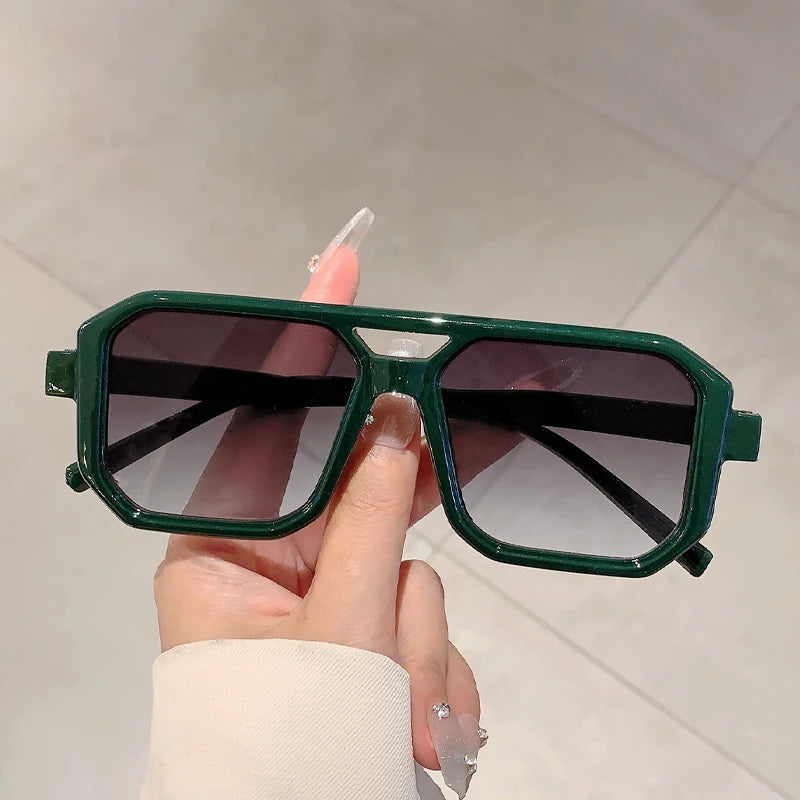 KAMMPT Trendy Square Decoration Shades Retro Oversize Gradient Women Sunglasses Men's Brand Sun Glasses for Driving Fishing