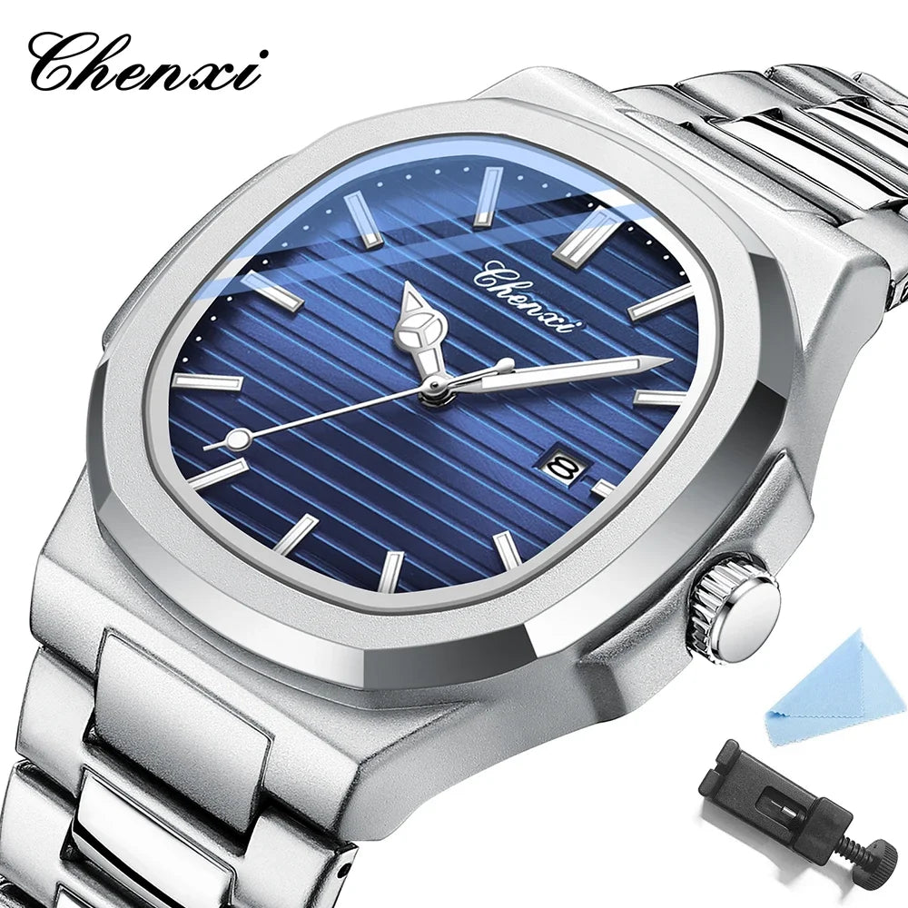 CHENXI 8222 Luxury Gold Stainless Steel Luminous Casual Business Watch For Men Fashion Quartz Wristwatches Waterproof