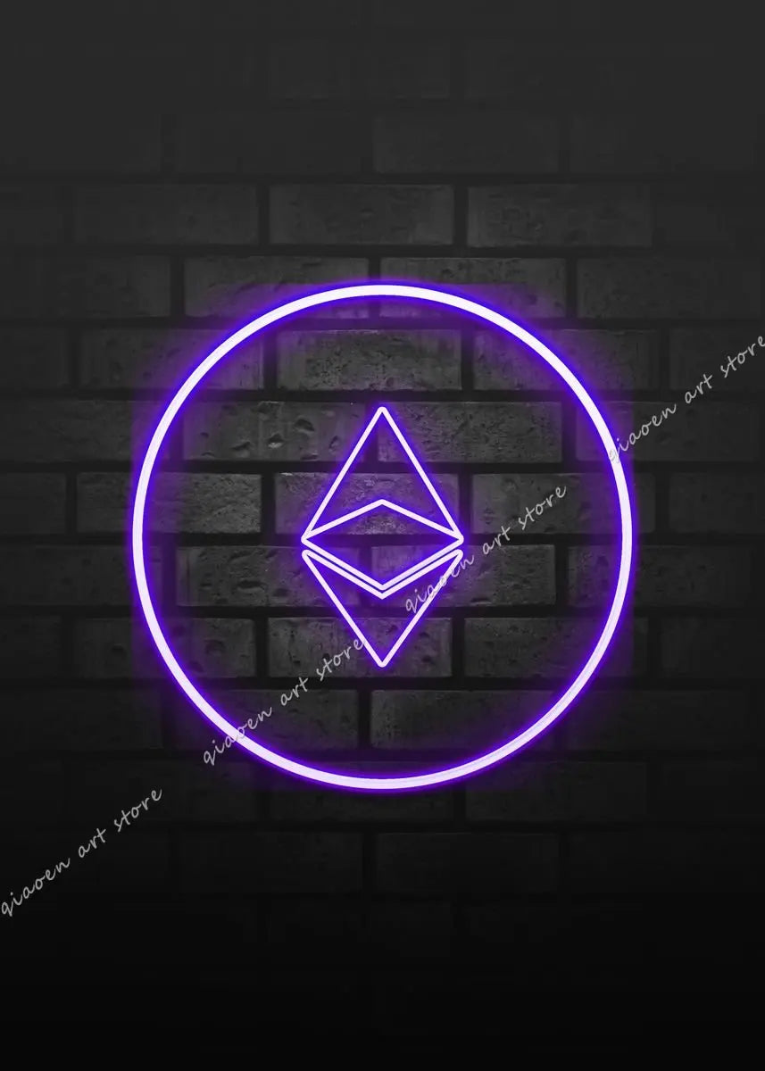 Bitcoin and Ethereum ETH BTC Neon Crypto Market Office Wall Art Pop Posters Prints Canvas Painting Room Home Decor