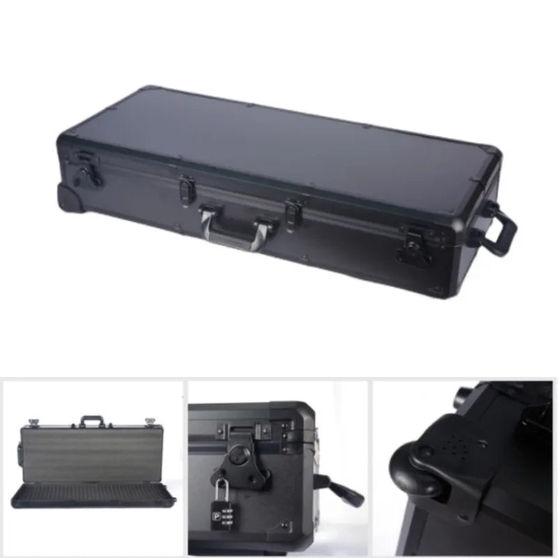 Long Portable Hardware Aluminum Toolbox Instrument Equipment Safety Box Tool Box with Wheels Multi-functional Suitcase