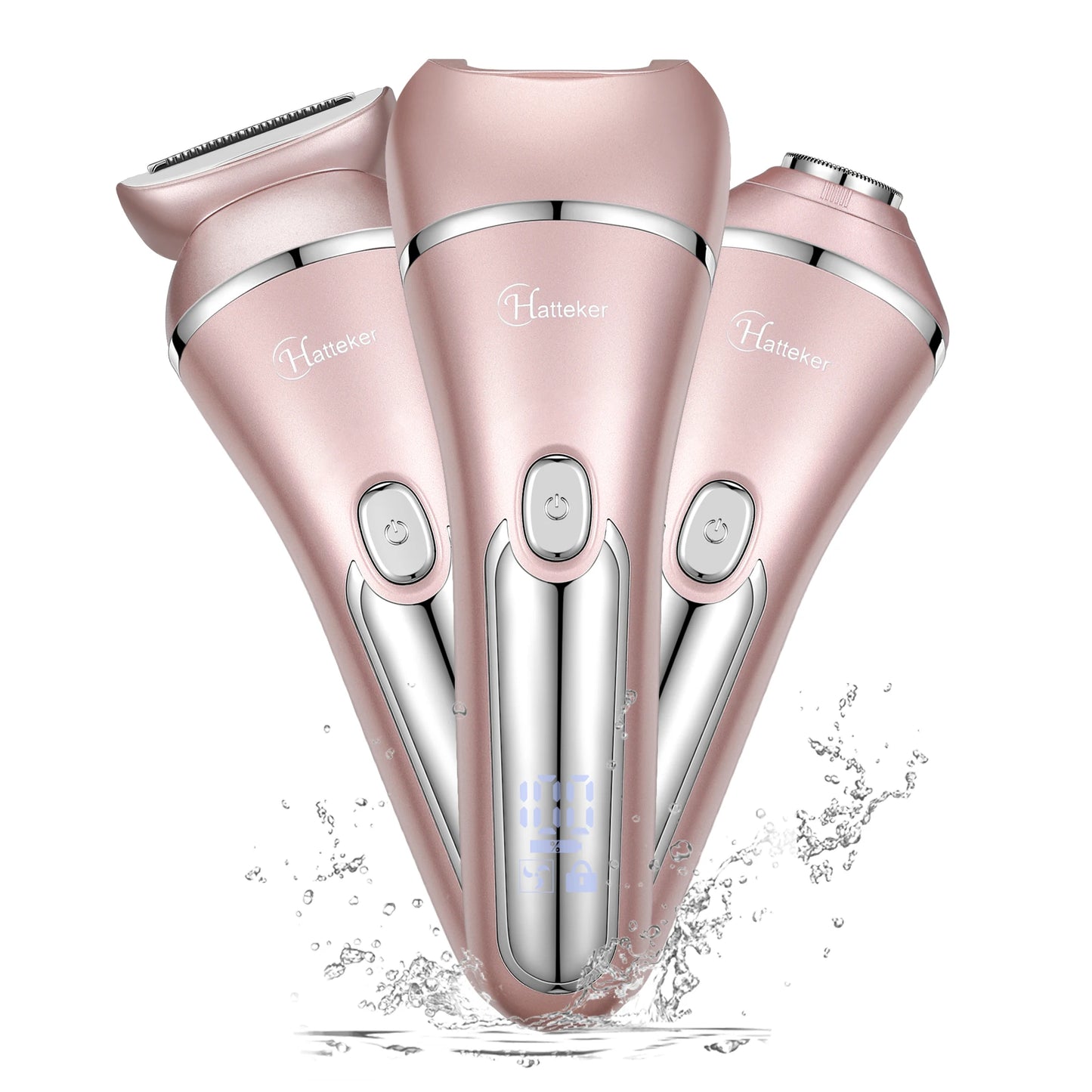 Hatteker Electric Epilator Hair Removal for Women 3 in 1 Shaver for Legs Arms Underarms Bikini Public Hair Wet Dry Razor