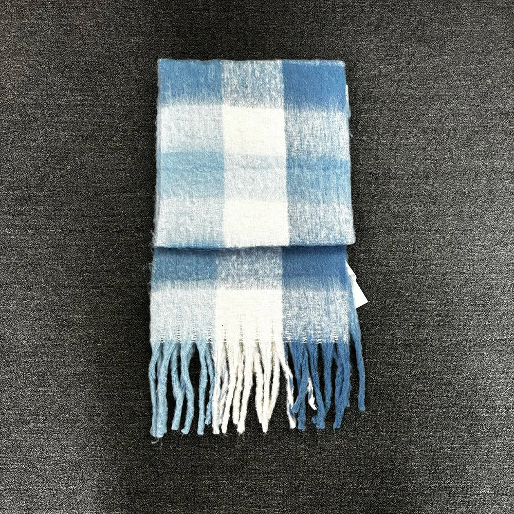 Winter Fashion Brand Plaid Scarf Women Warm Pashmina Female Scarves Wraps Bufanda Tassels Shawl Long Rainbow Hairy Luxury Brand