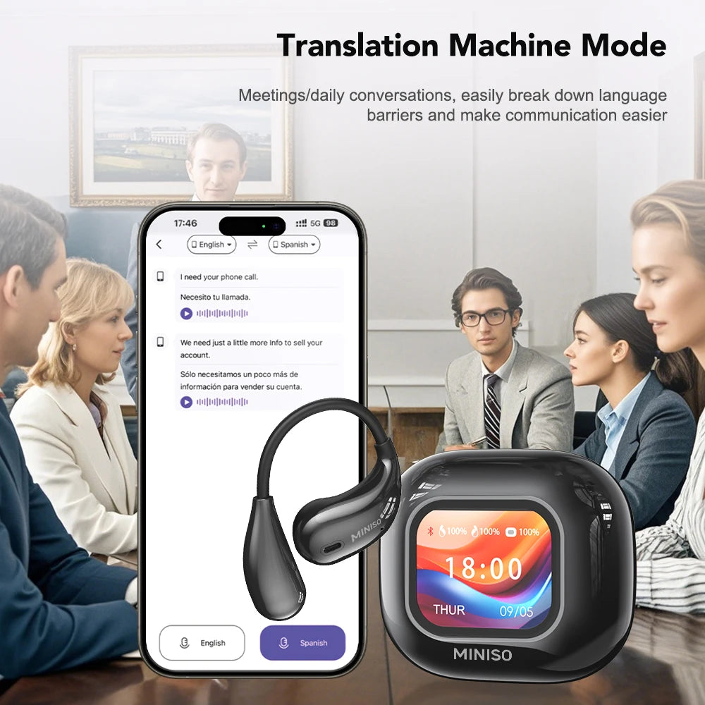 MINISO M95 Intelligent Wireless Headphones Face-to-Face Translation Bluetooth Earphones Wireless Earbuds Low Latency Headphones