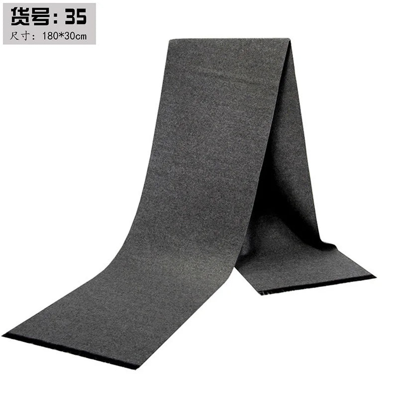 Classic Plaid Men Scarfs Winter Warm Cashmere Soft Scarf For Men Casual Business Neckerchief Black Gray Silk Scarves 30*180cm