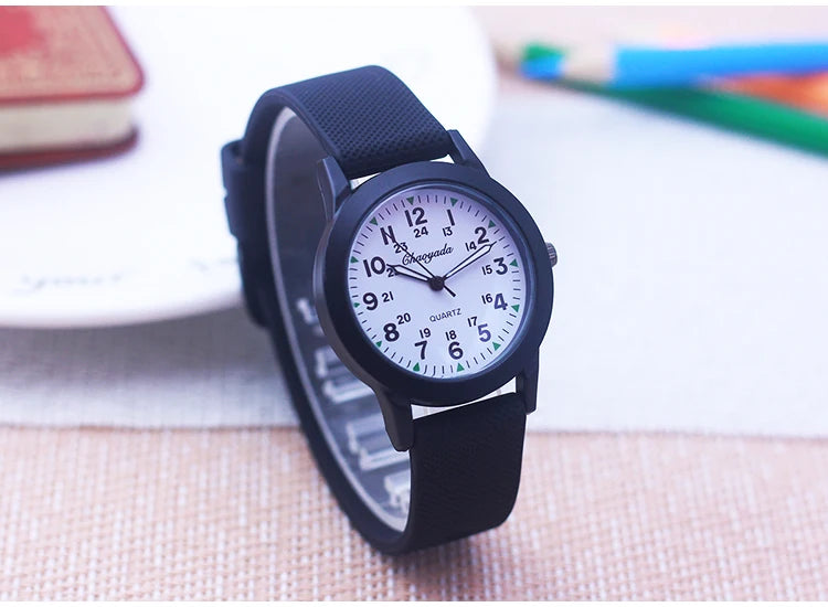 2024 New Style Children Boys Girls Simple 24 Hours Luminous Hands Sports Silicone Strap Watches Jelly Colors Quartz Wristwatches