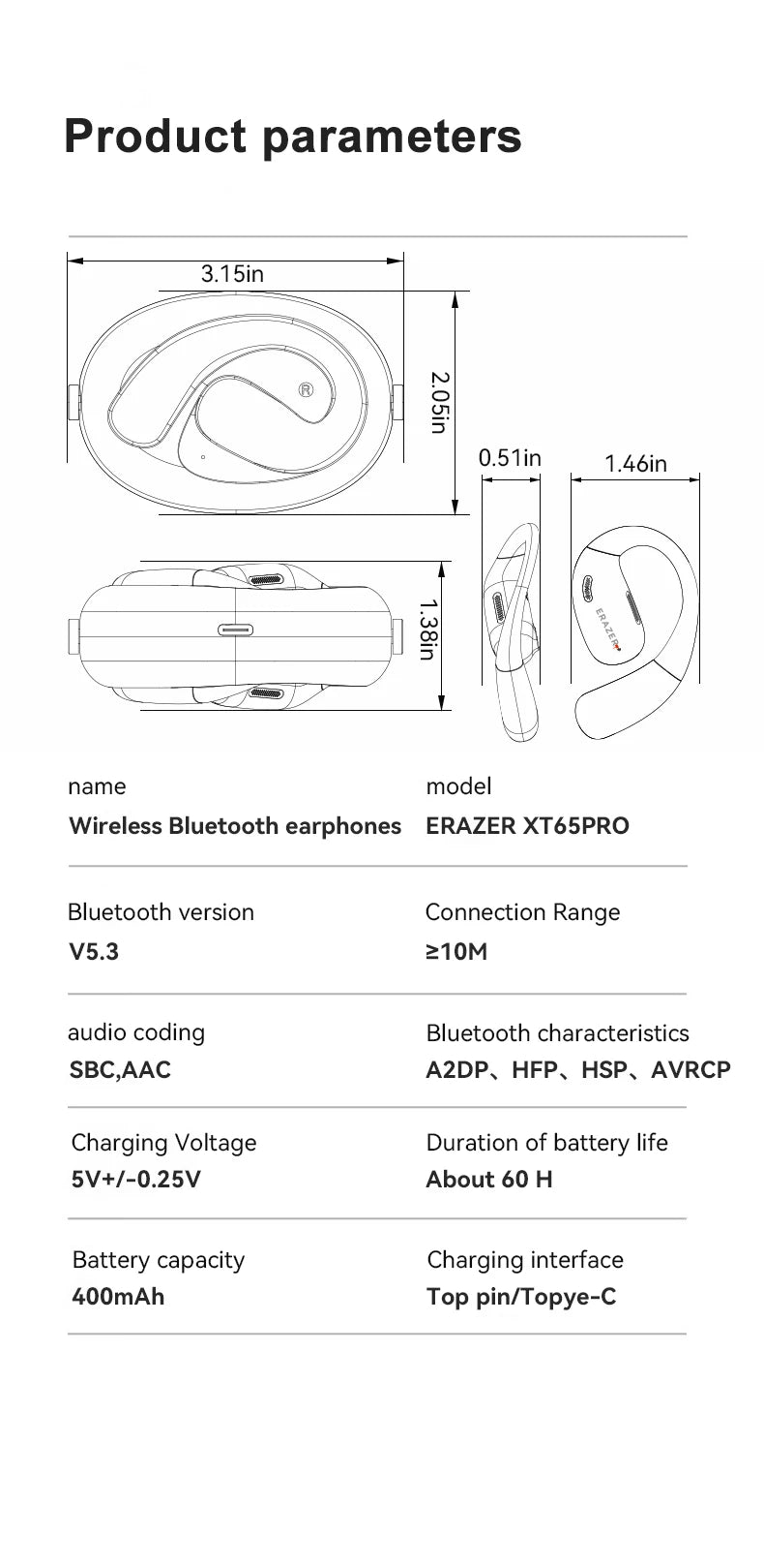 [AI Translator Earphone] ERAZER XF31 Bluetooth Translation Earbuds Sleep ASMR Headset DIY APP  AI Wireless Headphones Open Back