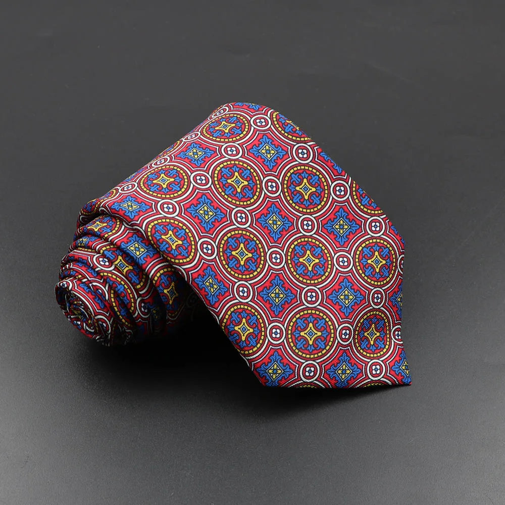 Men's Fashion Silk Tie 7.5cm Soft Novelty Necktie Blue Green Orange Color Ties For Men Dot Floral Bowtie Wedding Business Gift