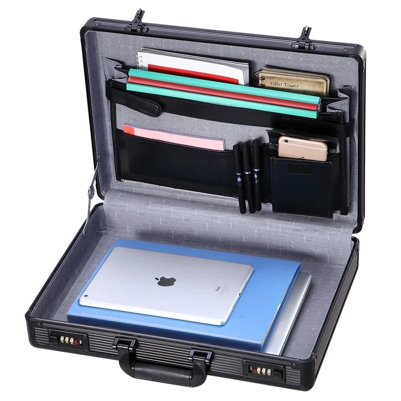 Password Lock Storage Box Office Folder Big Data Organization Certificate Aluminum Alloy Frame Canvas Tool Bag Organizer