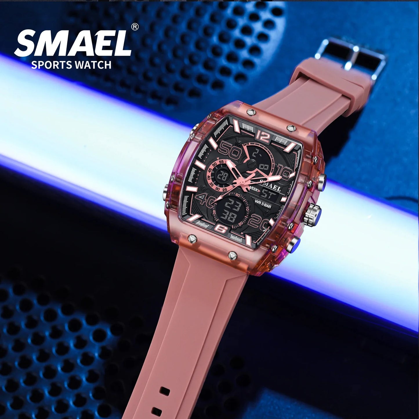 SMAEL 8109 Dual Display LED Night Light Leisure Student Electronic Watch New Men's Watch Multifunctional Sports 50M Waterproof