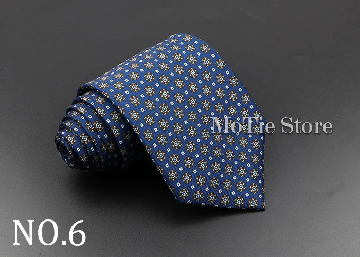 Men's Fashion Silk Tie 7.5cm Soft Novelty Necktie Blue Green Orange Color Ties For Men Dot Floral Bowtie Wedding Business Gift