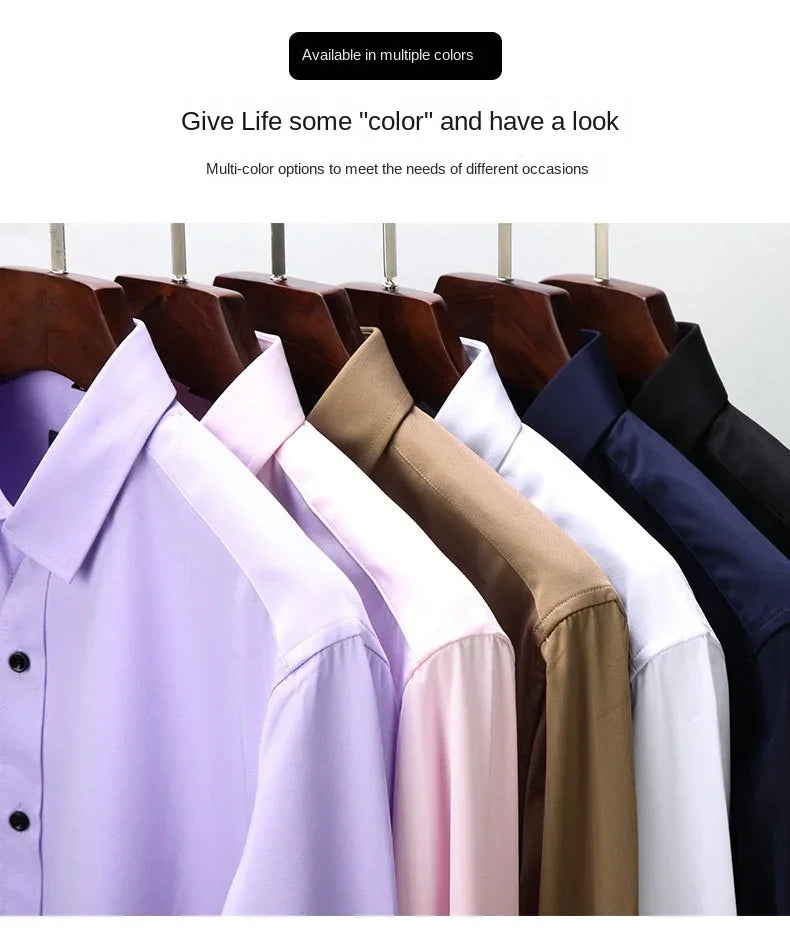 Spring Men's Social Shirt Slim Business Dress Shirts Male Long Sleeve Casual Formal Elegant Shirt Blouses Tops ManBrand Clothe