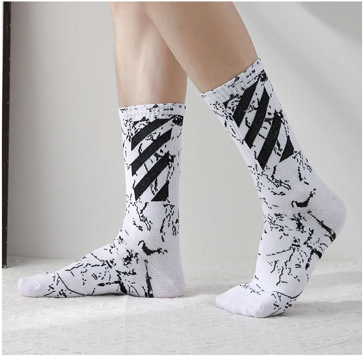 5 Pairs Men's High Rubber Band Waist Couple Mid Tube Sports Solid Socks Spring/Summer Basketball Socks Four Seasons street sock