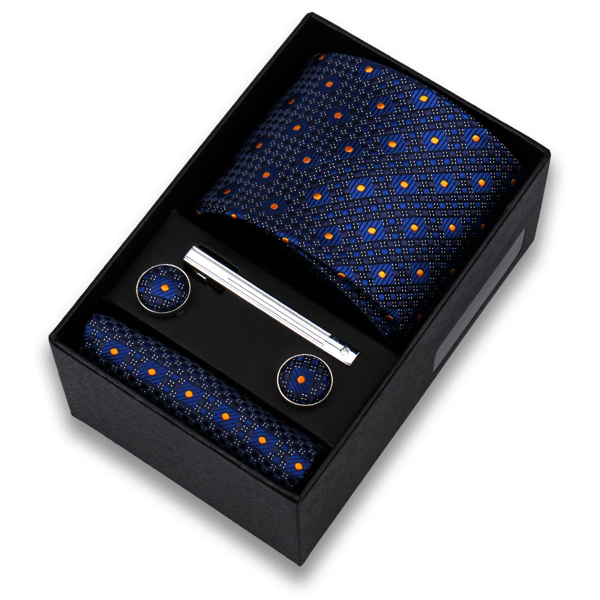 Tie Set For Men Silk Necktie Wedding Cufflinks Box Gift Tie Clip Men Pocket Square Necktie Luxury Business Gravatas