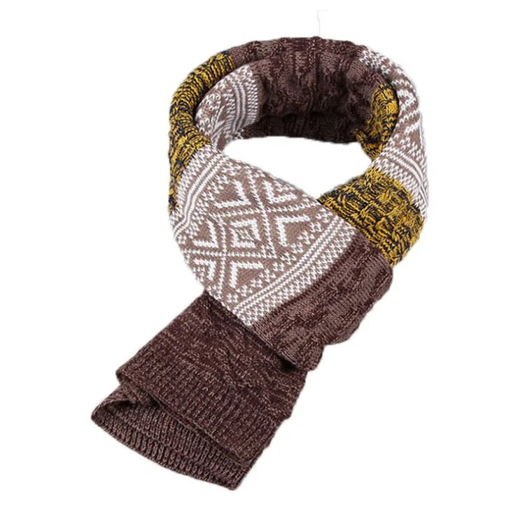 Winter Men's Scarf Checkered Scarf Casual Knit Keep Warm Neckerchief Patchwork Wool Cashmere Scarf AC086