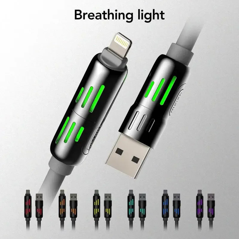 USB、Type C, lightning-Max 240W Fast Charging and Data Sync MFISH 4-in-1 Multi-Function USB Charging Cable for iPhone 16/15, iPad