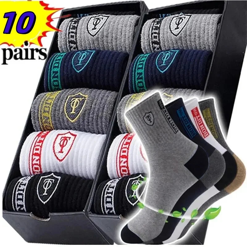 5 Pairs Of Men's Socks, Autumn And Winter Vintage Fun Fashion Athletic Socks, Sports Trend Socks