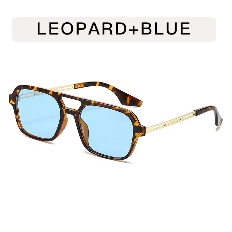 Small Square Frame Double Beam Sunglasses Men And Women Pilot Retro Sunglasses Classic Sunglasses