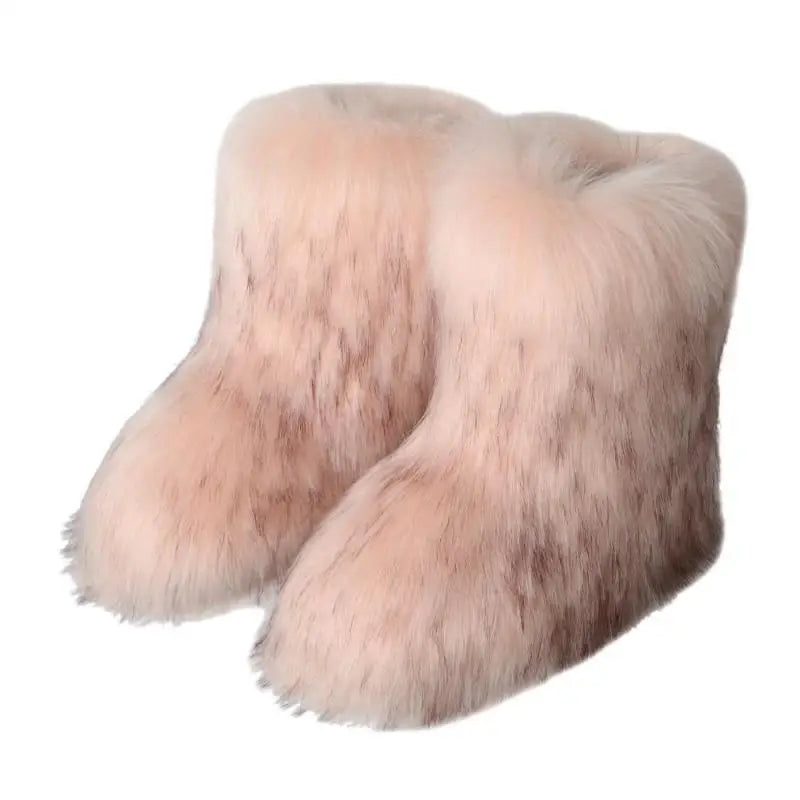 y2k Women's Winter Snow Boots Outdoor Luxury Furry Faux Fox Fur New Fashion Boots WomanPlush Warm Platform Shoes  Bottes