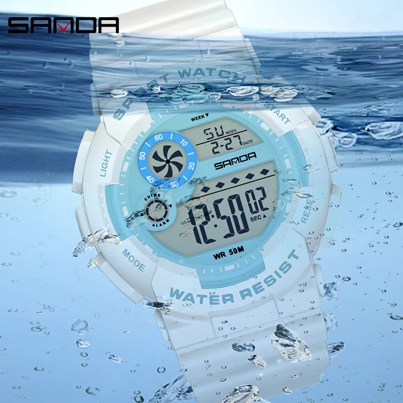 SANDA G Style Fashion Women Sport Watches Alarm Clock Waterproof Stopwatch LED Digital Women Electronics Chronograph Wrist Watch