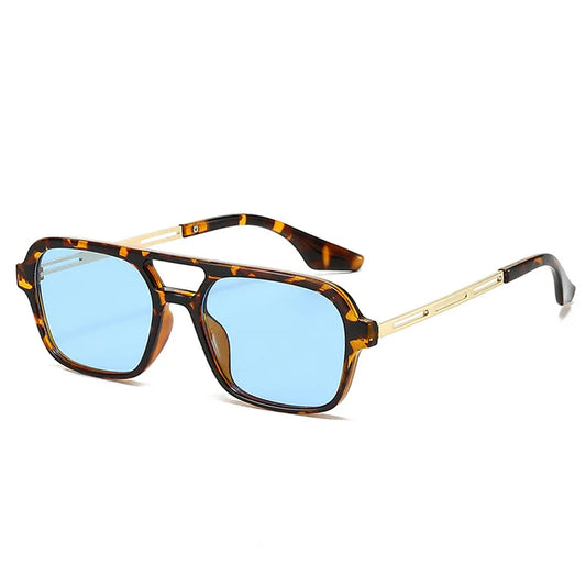 Small Square Frame Double Beam Sunglasses Men And Women Pilot Retro Sunglasses Classic Sunglasses