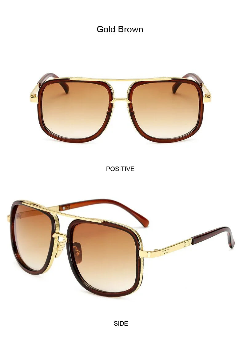 Classic Brand Designer Flat Top Mirror Sun Glasses Square Gold Male Female Superstar Oversized Men Sunglasses Women Glasses