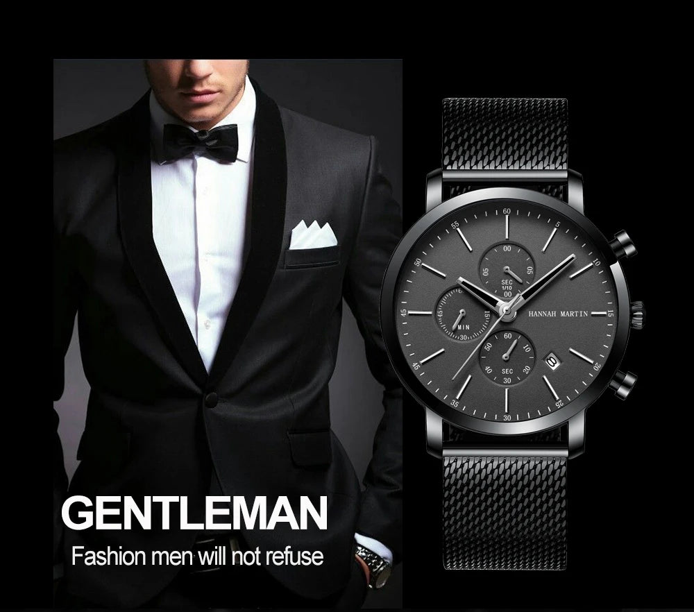 Top Men Watch Brand Business Style Stainless Steel Fashion Waterproof Sports Multifunctional Quartz Wristwatch Relogio Masculino