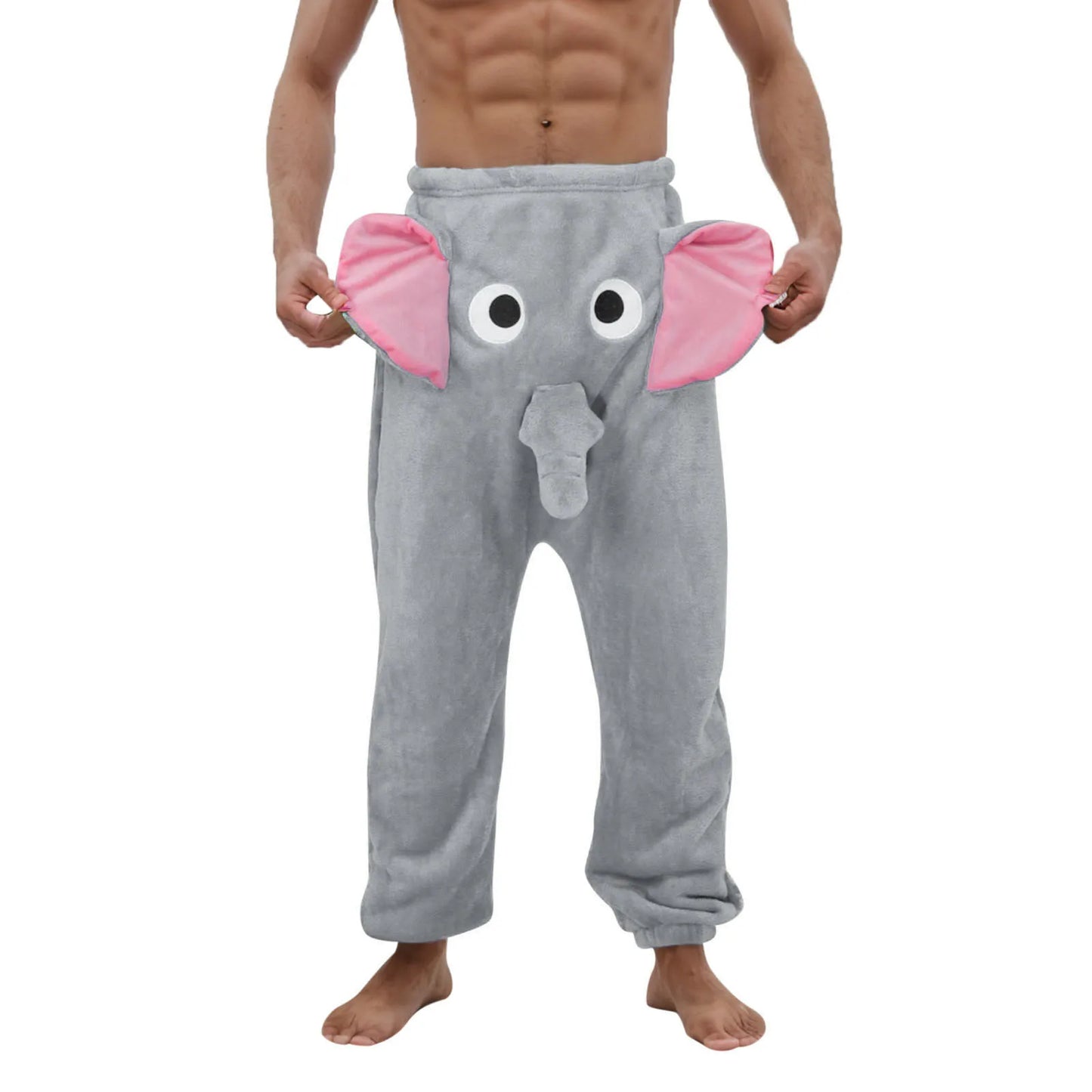 Men's Pajama Pants Flannel Funny Elephant Novelty Shorts Humorous Underwear Prank Gift For Men Animal Themed Pants Pantalone