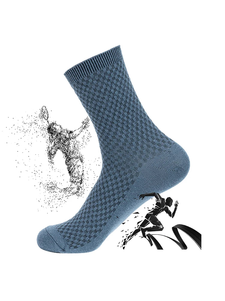 5 Pairs/Lot Men's High Quality Bamboo Fiber Socks Sweat Absorbent Breathable Medium Tube Socks Business Casual Solid Color Socks