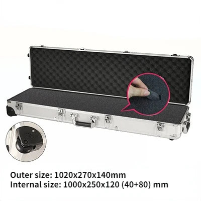 Long Portable Hardware Aluminum Toolbox Instrument Equipment Safety Box Tool Box with Wheels Multi-functional Suitcase