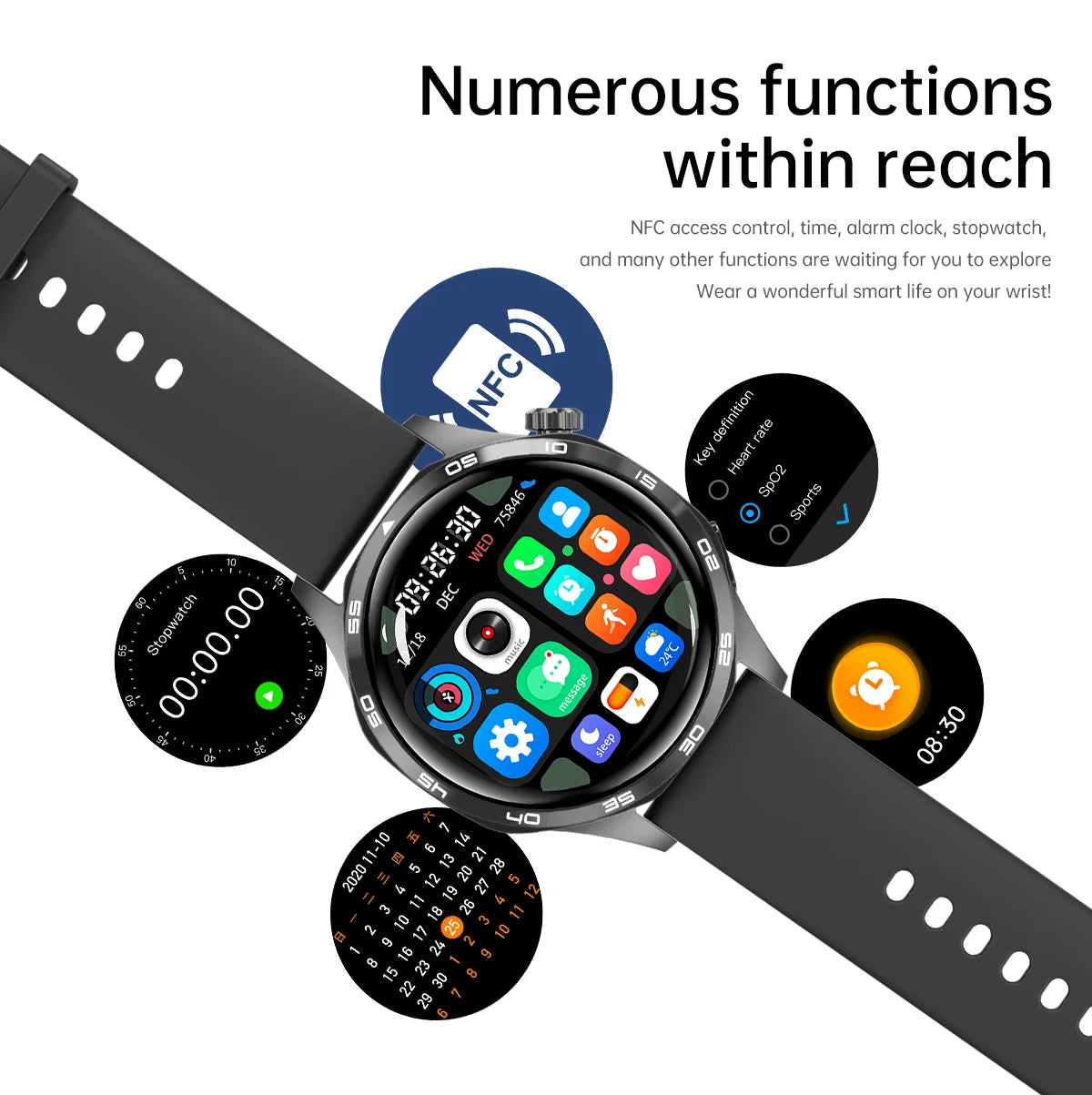 GT5 PRO Smart Watch Men Watch 5 Pro AMOLED HD Screen Bluetooth Call GPS Trajectory NFC Heart Rate Compass SmartWatches 2024 New