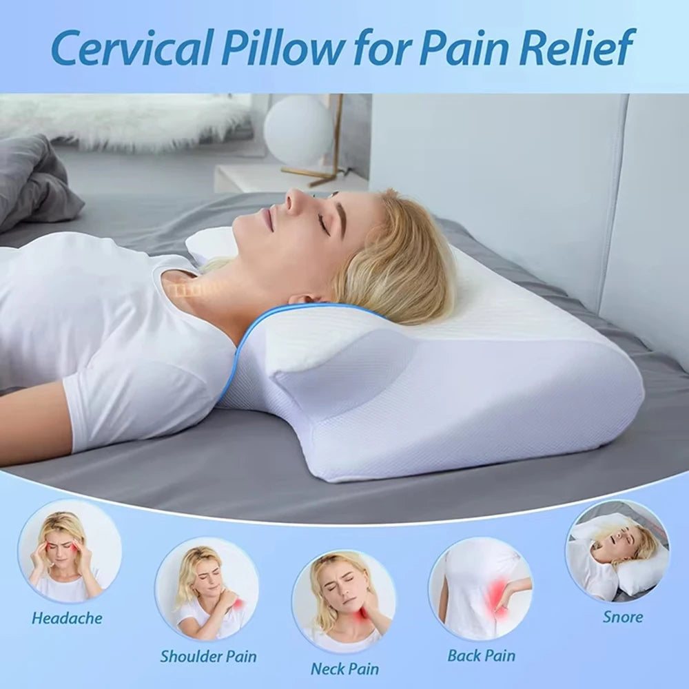 Butterfly Sleep Memory Pillow for Neck Pain, Cervical Ergonomic Pillow for Side Sleep, Supine and Tummy Sleep