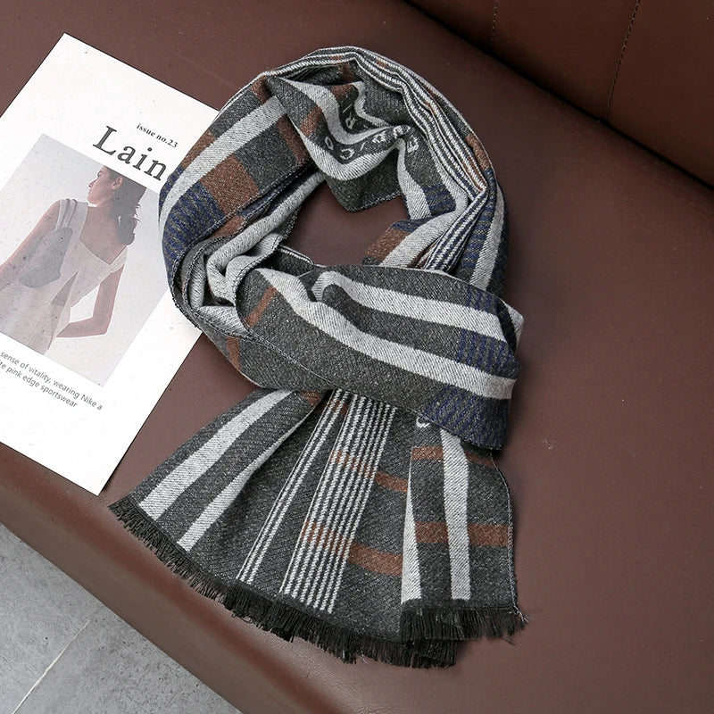 Fashion Scarves Man Autumn Winter Thick Warm Cashmere Business Long Wraps Boy Classic Shawl muffler