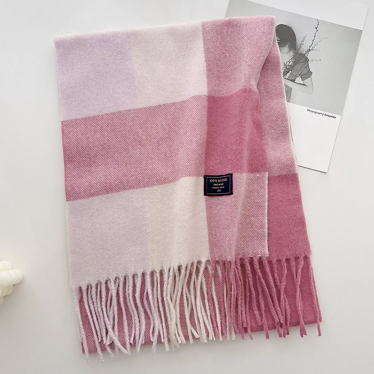 Chic Design Soft Warm Women Scarf Autumn Winter Classic British Imitation Cashmere Muffler Men Plaid Thermal Tassel Shawl Couple