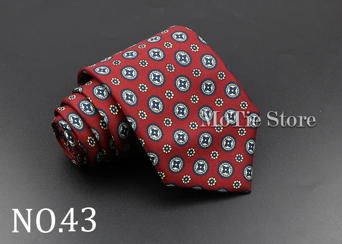 Men's Fashion Silk Tie 7.5cm Soft Novelty Necktie Blue Green Orange Color Ties For Men Dot Floral Bowtie Wedding Business Gift