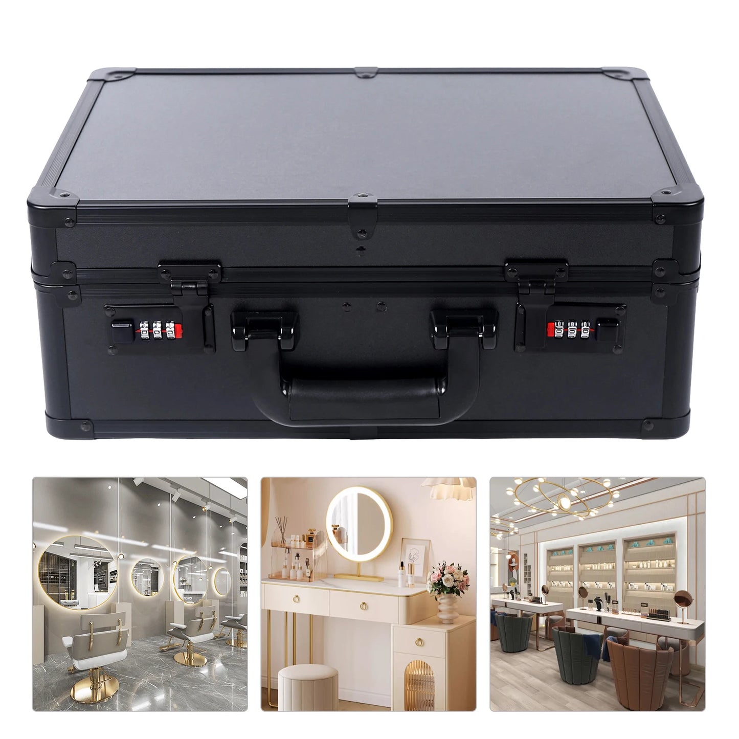 Large Barber Beauty Salon Tool Kit Storage Travel Suitcase Barber Portable Barber Stylist Suitcase - Black